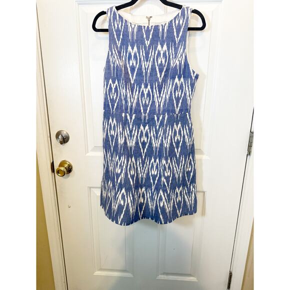Alice & Olivia Dress Womens Small Epstein Blue White Ikat Print Fit & Flare Mini - Picture 2 of 9